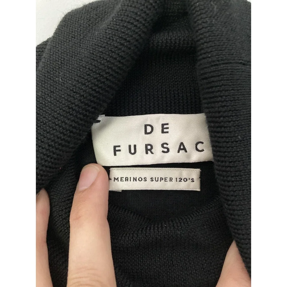 Vtg De Fursac Sweater Men S Blk Merino Wool Turtleneck Pullover Lightweight Knit